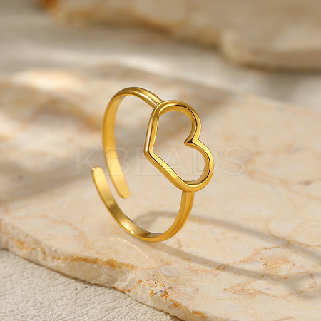 Heart 201 Stainless Steel Cuff Rings for Women FS-WG26F46-01-1
