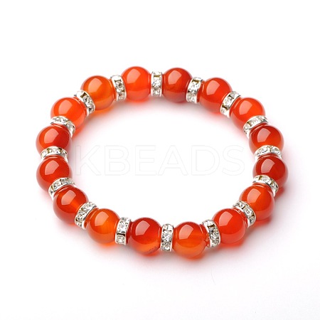 Natural Carnelian(Dyed & Heated) Stretch Bracelets BJEW-JB01533-04-1