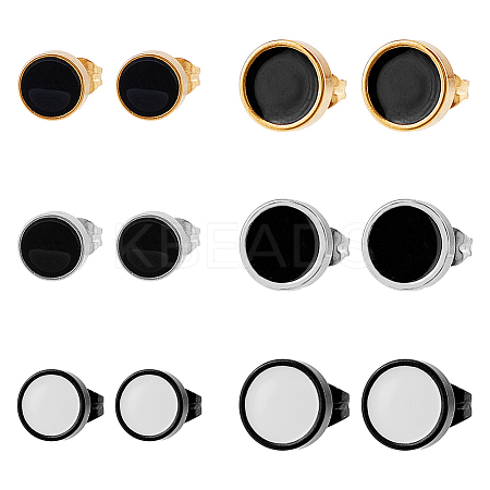 12Pcs 6 Colors 304 Stainless Steel Enamel Stud Earrings for Men Women EJEW-FI0002-94-1