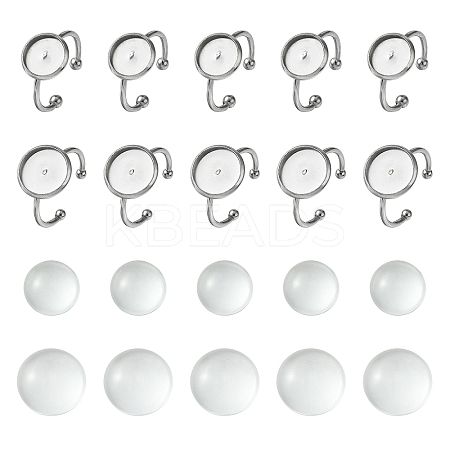 DIY Blank Dome 304 Stainless Steel Open Cuff Rings Making Kit DIY-YW0008-56-1