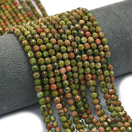 Natural Unakite Beads Strands G-A260-A41-01-1