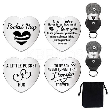 1 Set Friendship Theme Heart Double-Sided Engraved Stainless Steel Commemorative Decision Maker Coin AJEW-GL0001-60-002-1