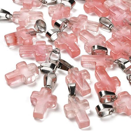 Cherry Quartz Glass Pendants G-Z067-04P-04-1