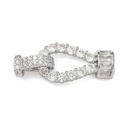 Brass Micro Pave Clear Cubic Zirconia Fold Over Clasps KK-U059-60P-1