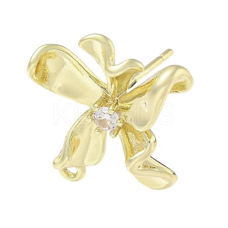 Brass Cubic Zirconia Ear Studs Findings LS-KK-R154-03G-1