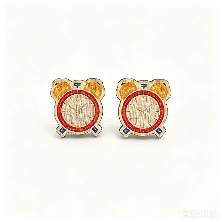 Back to School Printed Wood Stud Earrings for Women WGA6698-05-1