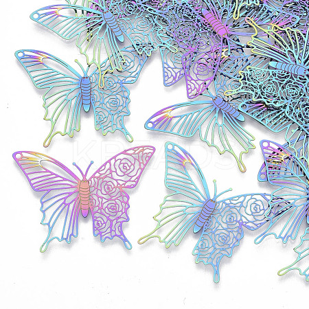 Ion Plating(IP) 201 Stainless Steel Filigree Pendants X-STAS-R102-29-1