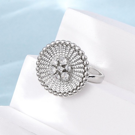 Brass Micro Pave Cubic Zirconia Cuff Rings RJEW-D323-05P-1