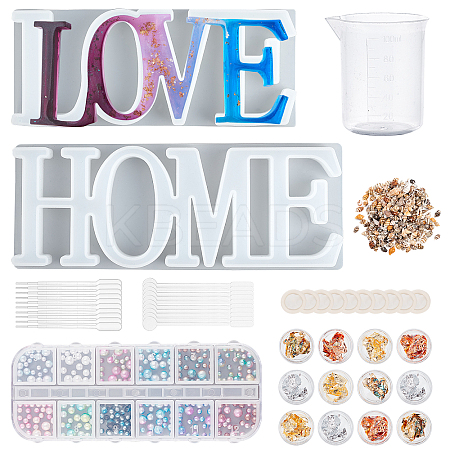 DIY Word Home & Love Food Grade Silicone Molds Kits DIY-OC0002-71-1