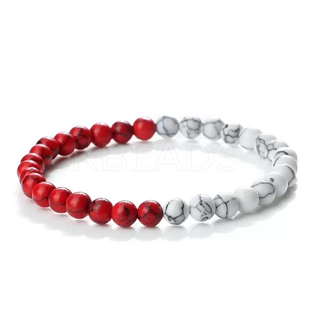 Synthetic Dyed Turquoise & Howlite Round Beaded Bracelets for Women PG1321-3-1