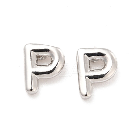 Brass Hollow Out Initial Letter Stud Earrings for Women EJEW-A044-01P-P-1