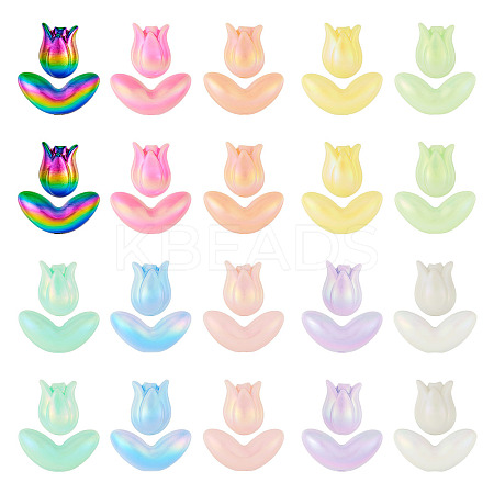 80Pcs 20 Style UV Plated Acrylic Beads SACR-TA0001-31-1