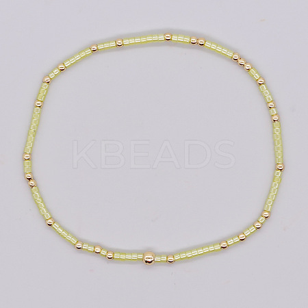 Bohemian Style Rainbow Glass & Brass Beaded Handmade Fashion Women's Bracelet QD2599-22-1