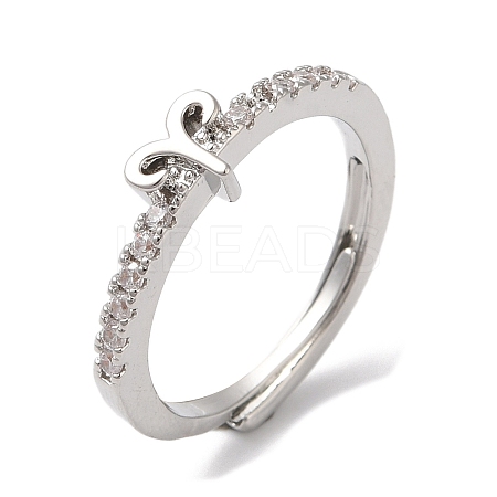Rack Plating Brass Clear Cubic Zirconia Constellation Adjustable Rings for Women RJEW-S407-08P-06-1