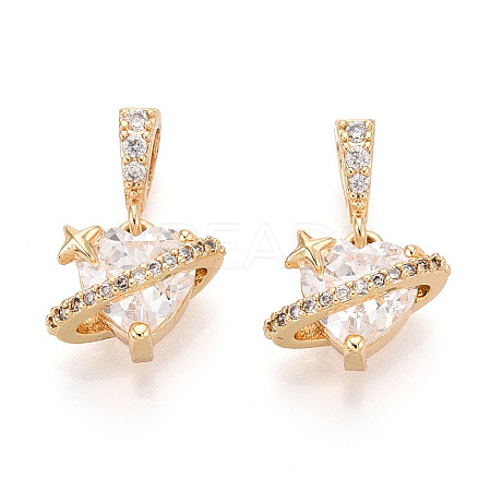 Brass Micro Pave Cubic Zirconia Charms KK-N275-12A-G-1