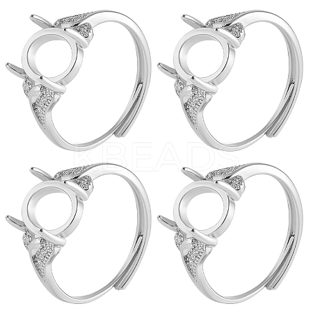 4Pcs Brass Adjustable Ring Components KK-SC0007-03-1