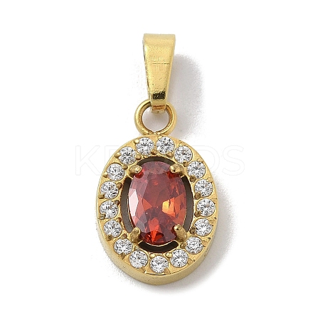 Ion Plating(IP) 304 Stainless Steel Micro Pave Cubic Zirconia Pendants STAS-Z107-05G-06-1