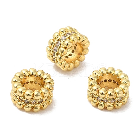 Rack Plating Brass Cubic Zirconia European Beads KK-R147-05G-1