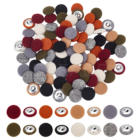 WADORN 80Pcs 8 Colors 1-Hole Woolen Cloth Button DIY-WR0003-46-1