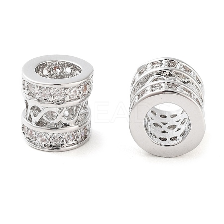 Brass Micro Pave Clear Cubic Zirconia Beads KK-U028-21P-1