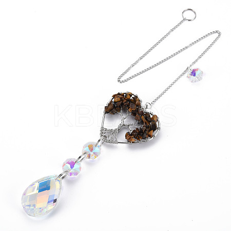 Natural Tiger Eye Big Pendants G-N333-008D-1