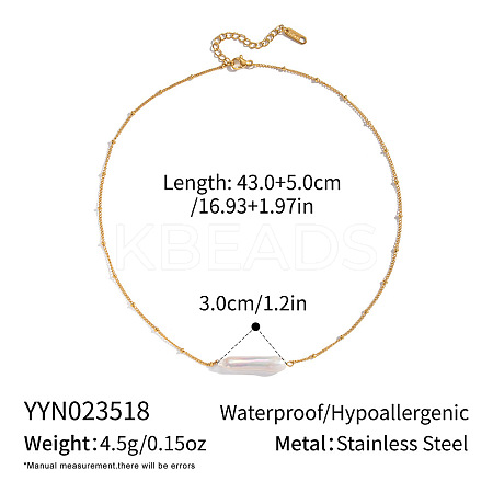 Elegant Natural Freshwater Pearl Stick Necklaces with 304 Stainless Steel Chains for Women TC0594-9-1