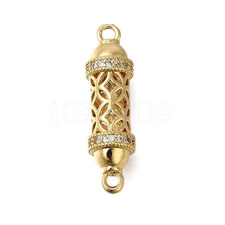 Rack Plating Brass Micro Pave Cubic Zirconia Hollow Column Links Connector Charms ZIRC-F142-50A-G01-1