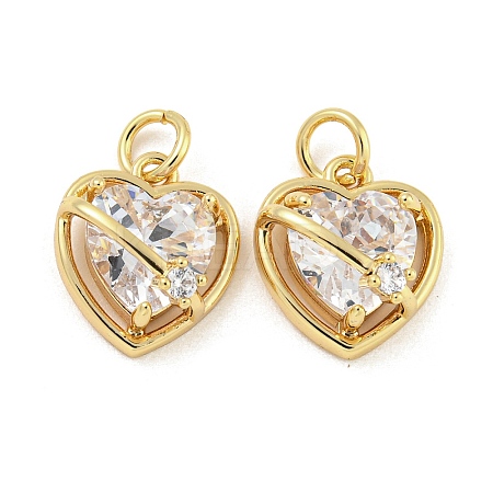 Brass Micro Pave Clear Cubic Zirconia Pendants KK-G490-31B-G-1
