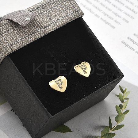Rack Plating Brass Micro Pave Clear Cubic Zirconia Stud Earrings EJEW-K299-01G-P-1