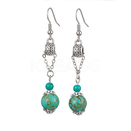 Synthetic GreenTurquoise Dangle Earrings EJEW-JE05621-01-1