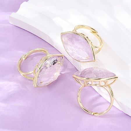 Horse Eye Natural Amethyst Cuff Rings RJEW-M076-04G-05-1