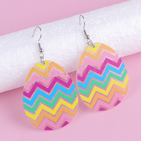 Easter Printed Acrylic Dangle Earrings FS-WGDC384-09-1
