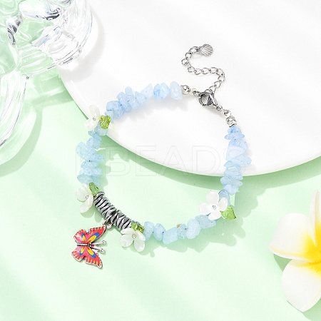 Printed Alloy Butterfly Charm Bracelets BJEW-JB12404-03-1