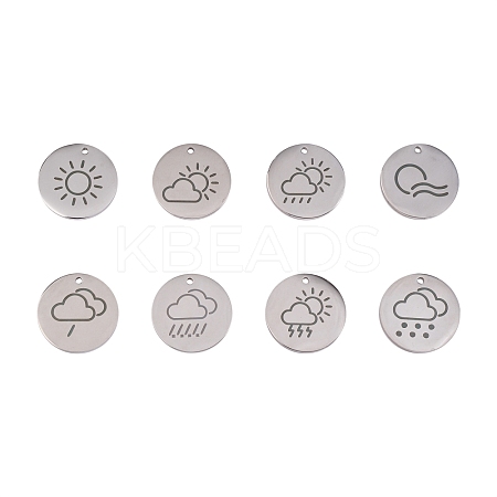 8Pcs 8 Styles 304 Stainless Steel Weather Pendants FIND-SZ0001-008P-1