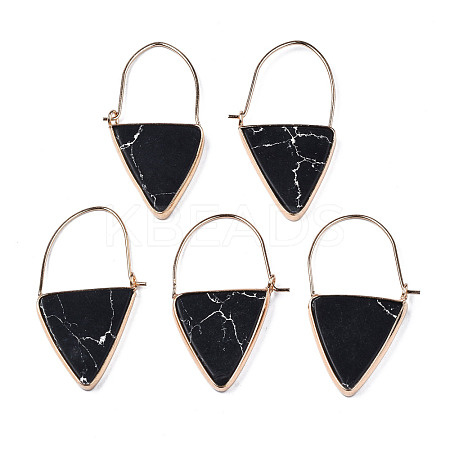 Synthetic Turquoise Triangle Dangle Hoop Earrings G-S359-363A-1