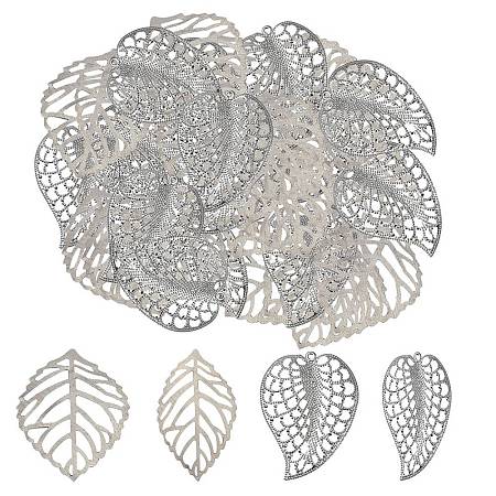 60Pcs 2 Styles Iron Leaf Ornaments AJEW-GF0012-11A-1