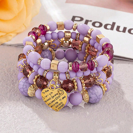 Boho Style Wood Beaded Stretch Bracelet Sets for Women WGE3C3B-32-1