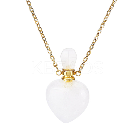 1Pc Natural Quartz Crystal Perfume Bottle Necklaces NJEW-PH0001-37A-02-1