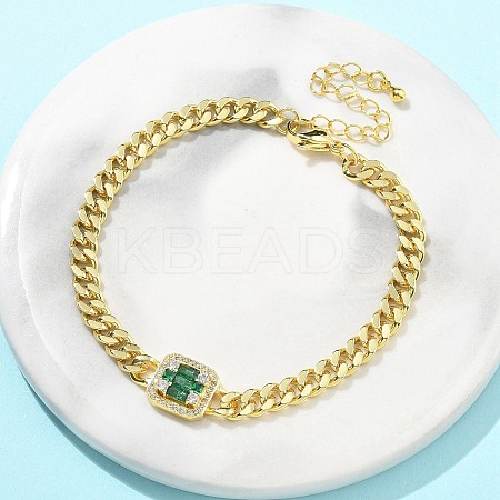 Brass Micro Pave Cubic Zirconia Bracelets BJEW-S158-05G-1