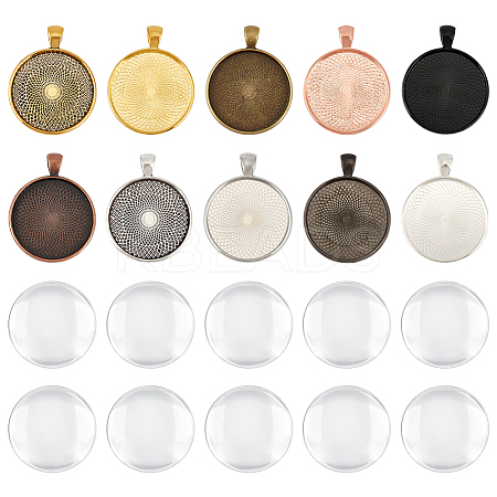 30Pcs 10 Colors Alloy Pendant Cabochon Settings FIND-PH0025-81-1