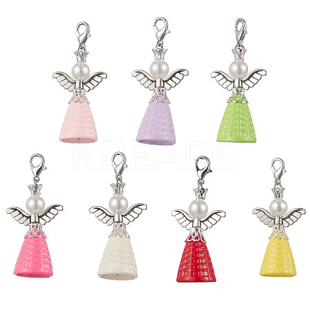 7Pcs Angel Acrylic Pendant Decorations HJEW-JM03162-05-S-1