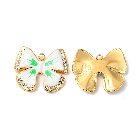 Real 18K Gold Plated 304 Stainless Steel Rhinestone Pendants STAS-A084-28G-03-1