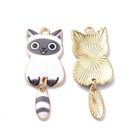Light Gold Rack Plating Alloy Enamel Pendants ENAM-G210-01LG-03-1