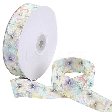 1Roll Single Face Printed Polyester Satin Ribbon SRIB-CY0001-47D-1