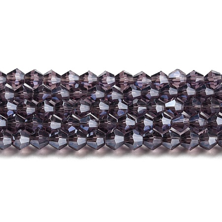 Transparent Electroplate Glass Beads Strands GLAA-F029-3mm-C04-1