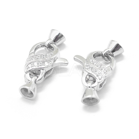 Rhodium Plated 925 Sterling Silver Lobster Claw Clasps STER-L055-063P-1