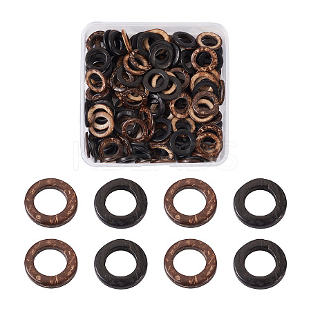 200Pcs 2 Colors Dyed Wood Jewelry Findings Coconut Linking Rings COCO-CD0001-01-1