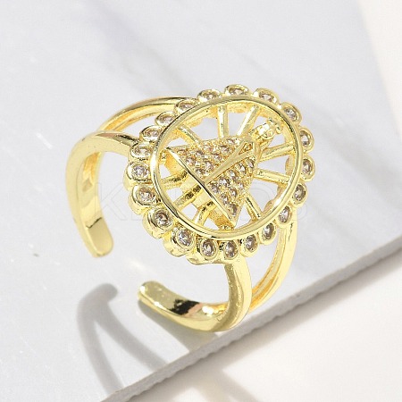 Brass Micro Pave Cubic Zirconia Cuff Rings RJEW-P149-01B-G-1