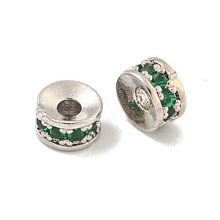 Brass Cubic Zirconia Spacer Beads KK-L215-004A-P03-1