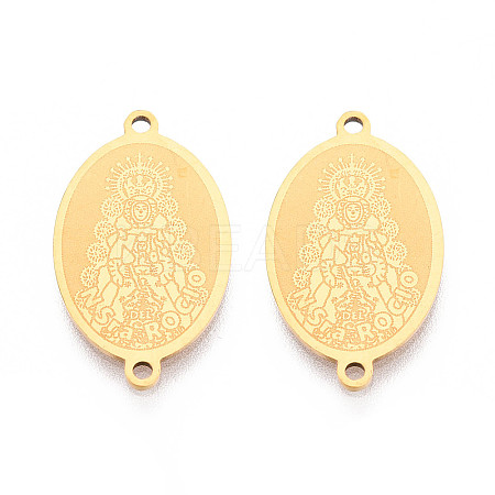Religion 201 Stainless Steel Oval with Virgin Links Connector Charms STAS-T073-53D-G-1